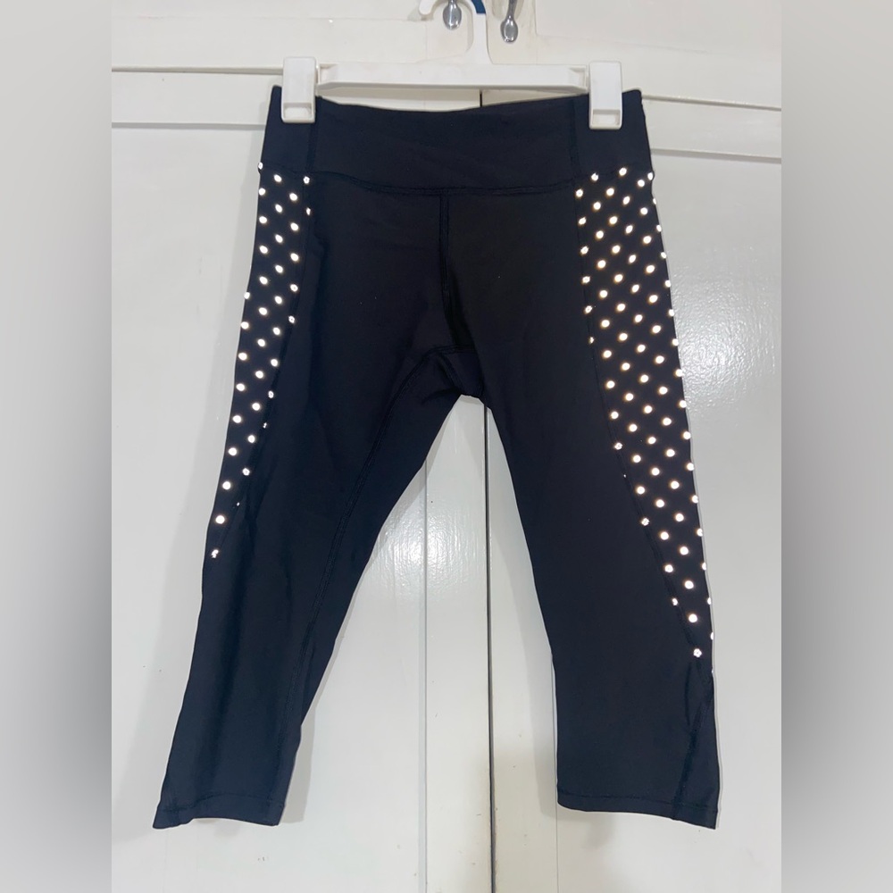 Lululemon Black Athletic Capris with Mesh Inserts - Picture 7 of 9